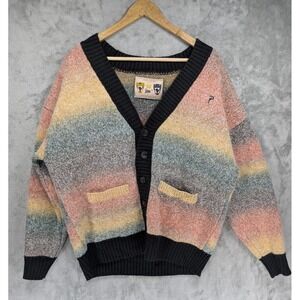Patta Space Dye Men's Small  Knitted V-Neck Cardigan Multicolor Wool Blend